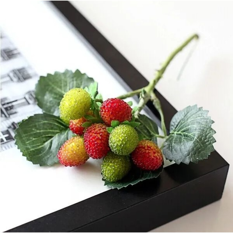 Artificial Strawberry Berry Plant 9 Heads Faux Fruit Decor For Home Wedding Christmas Decoration 6