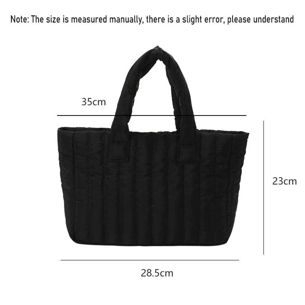 Womens Large Capacity Tote Bag Cotton Padded Nylon Handbag Casual Fashion Shoulder Bag For Daily Us 5
