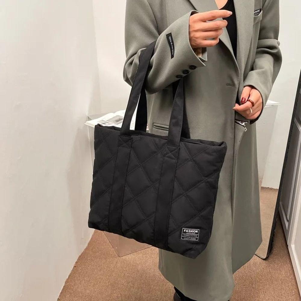 Womens Large Capacity Nylon Shoulder Bag Fashion Casual Tote Handbag With Zipper Pocket 9