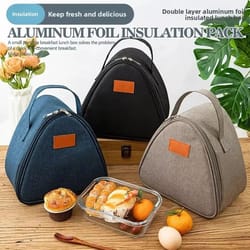 portable insulated lunch bag, oxford cloth thermal food storage tote for hot & cold meals