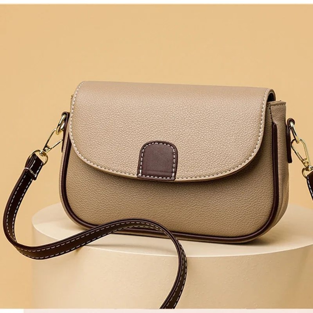 Womens PU Leather Flap Crossbody Bag Fashion Contrast Color Shoulder Messenger Handbag 4