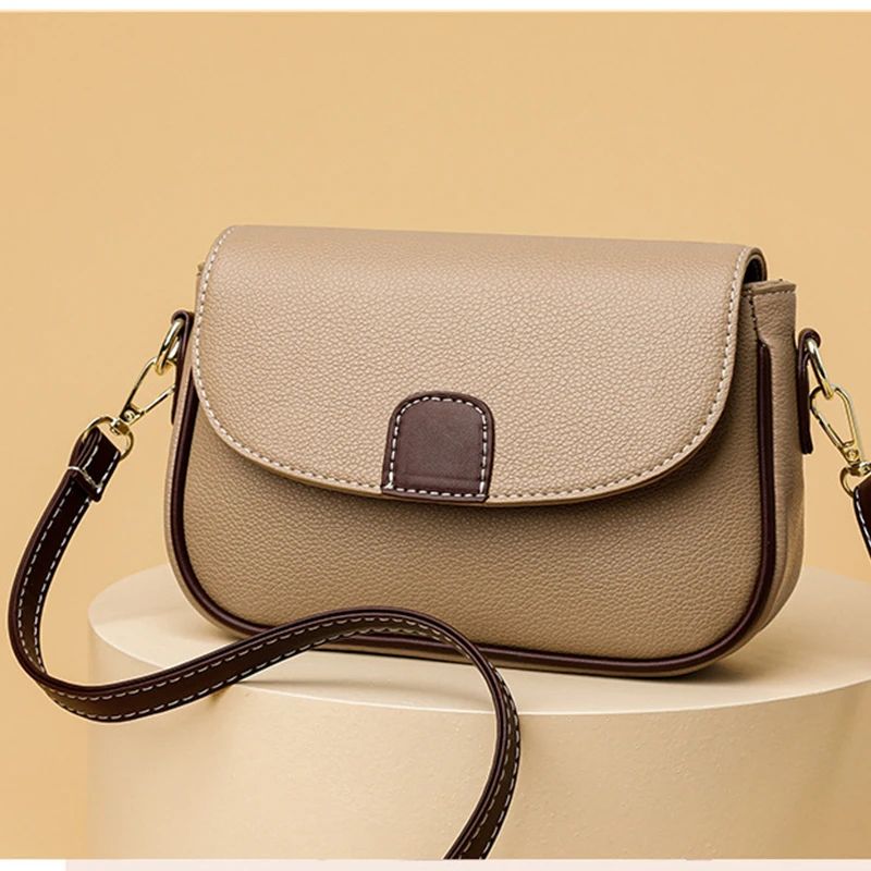 Womens PU Leather Flap Crossbody Bag Fashion Contrast Color Shoulder Messenger Handbag 8