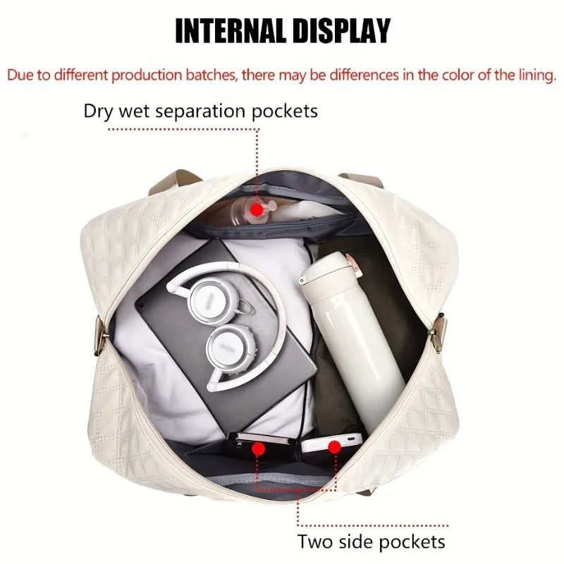 Lightweight Travel Duffle Bag Large Capacity Weekender Gym Tote With Shoe Compartment Wet Pocket 2