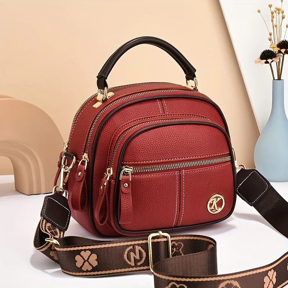 Womens Luxury PU Leather Shoulder Bag Fashion Flap Handbag With Zipper For Daily Use 8