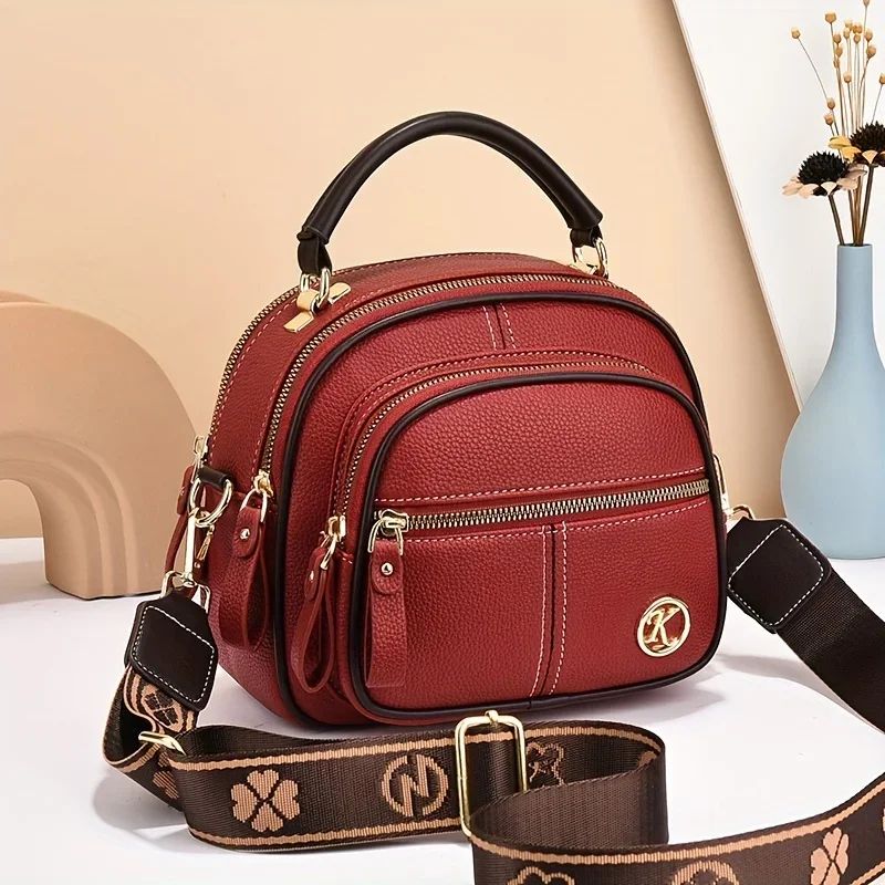 Womens Luxury PU Leather Shoulder Bag Fashion Flap Handbag With Zipper For Daily Use 8