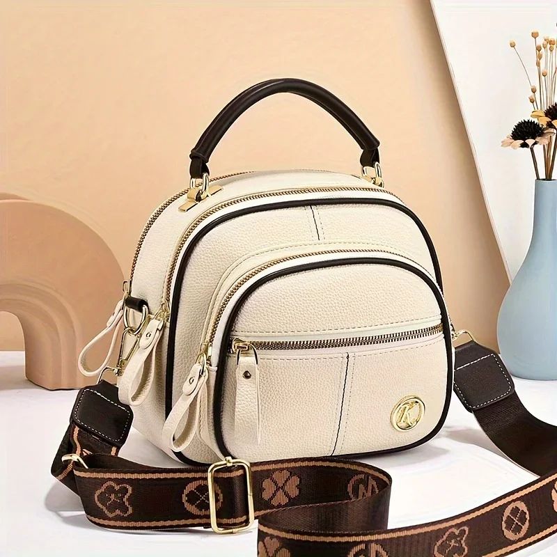 Womens Luxury PU Leather Shoulder Bag Fashion Flap Handbag With Zipper For Daily Use 9