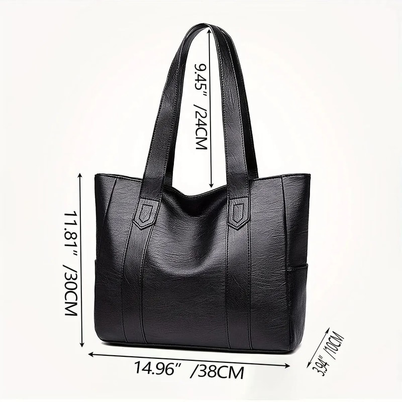 Vintage Large Capacity Tote Bag Retro PU Leather Shoulder Handbag For Women Daily Commute 5