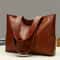 Vintage Large Capacity Tote Bag Retro PU Leather Shoulder Handbag For Women Daily Commute 0