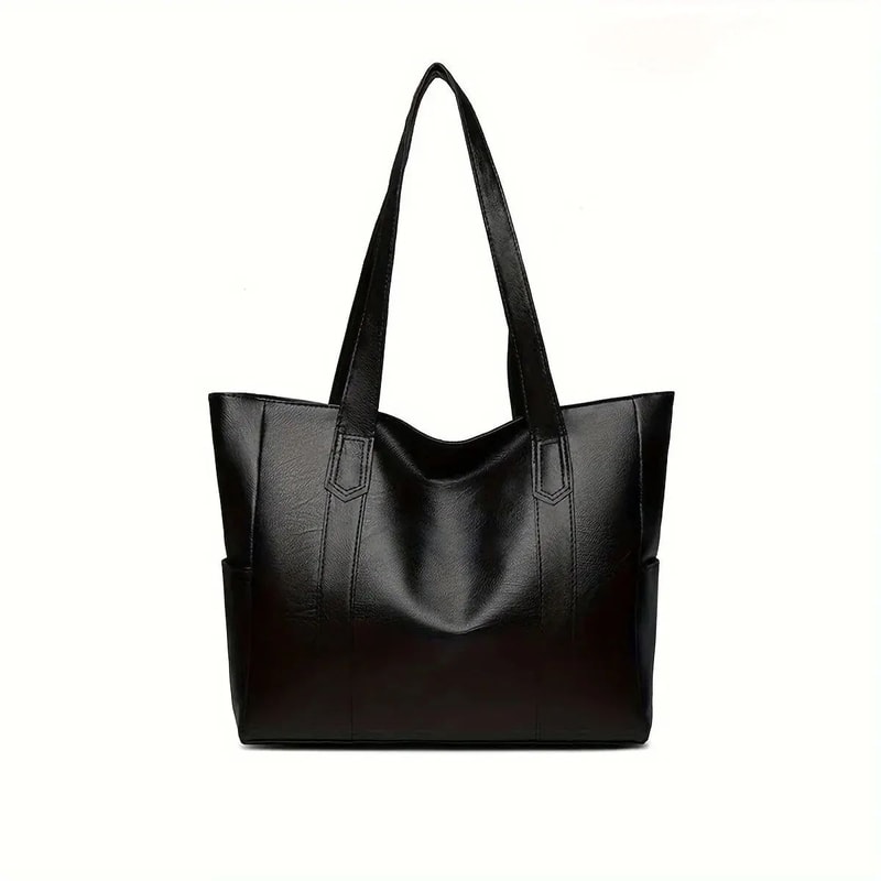 RetroVogue Large Capacity PU Leather Tote Bag Vintage Womens Commuter Shoulder Handbag With Zipper 6