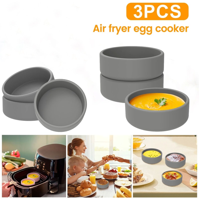 Silicone Air Fryer Egg Mold Cups NonStick HeatResistant Egg Poacher Baking Cups For Air Fryer Ove 0
