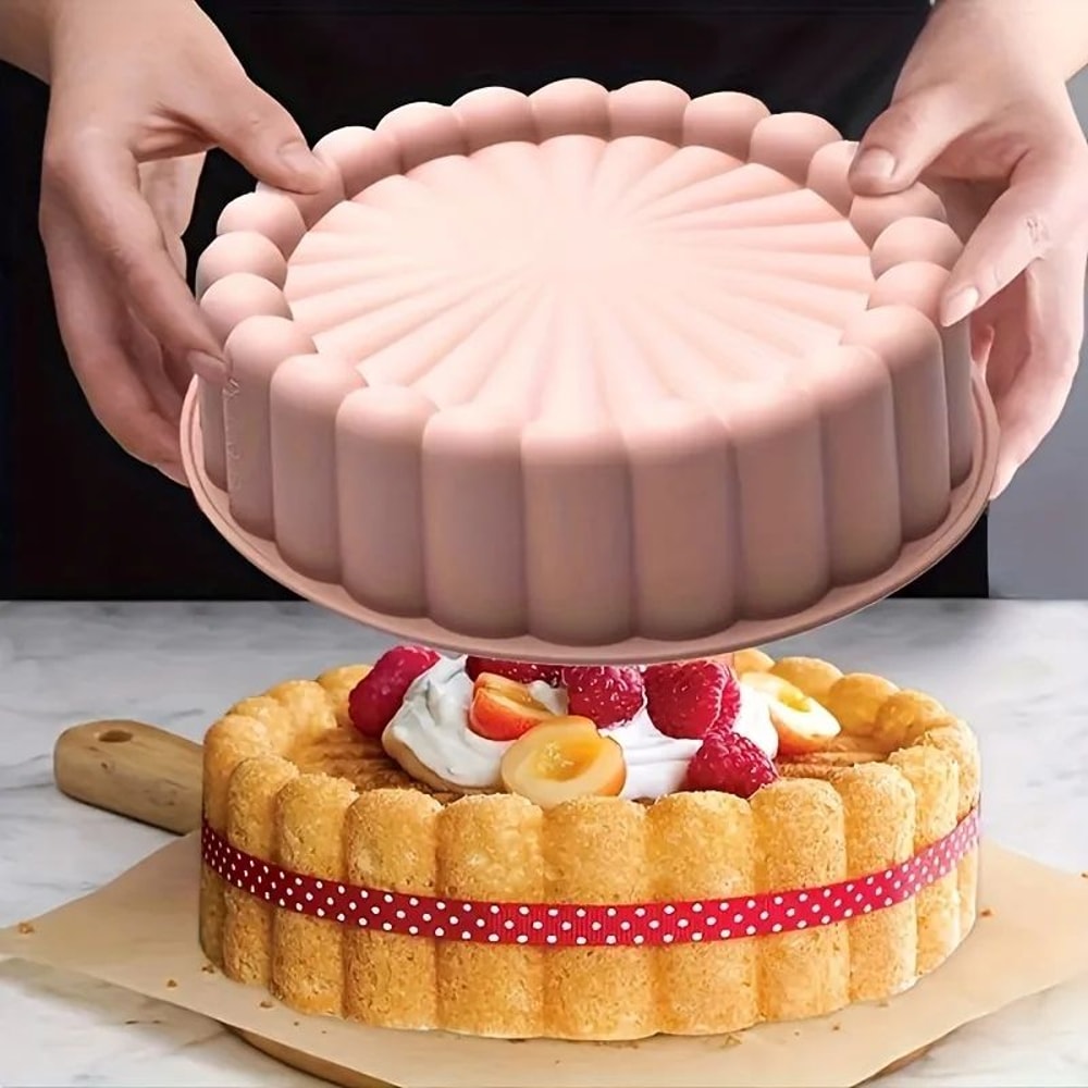 NonStick Silicone Sunflower Cake Mold Flexible 100Fold Circular Baking Pan For Cakes Desserts 1