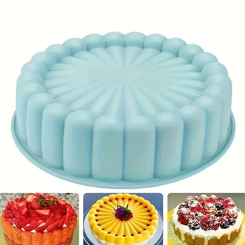 NonStick Silicone Sunflower Cake Mold Flexible 100Fold Circular Baking Pan For Cakes Desserts 3