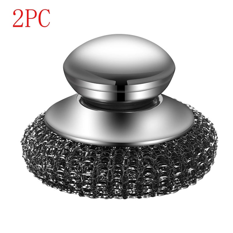 Stainless Steel Wool Scrubber Brush With Handle HeavyDuty Dish Grill Cleaning Brush For Pots Pans 9