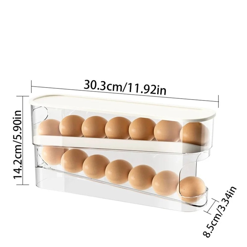 DoubleLayer Automatic Egg Roller Storage Rack Slide Type Refrigerator Egg Holder For Kitchen Count 5