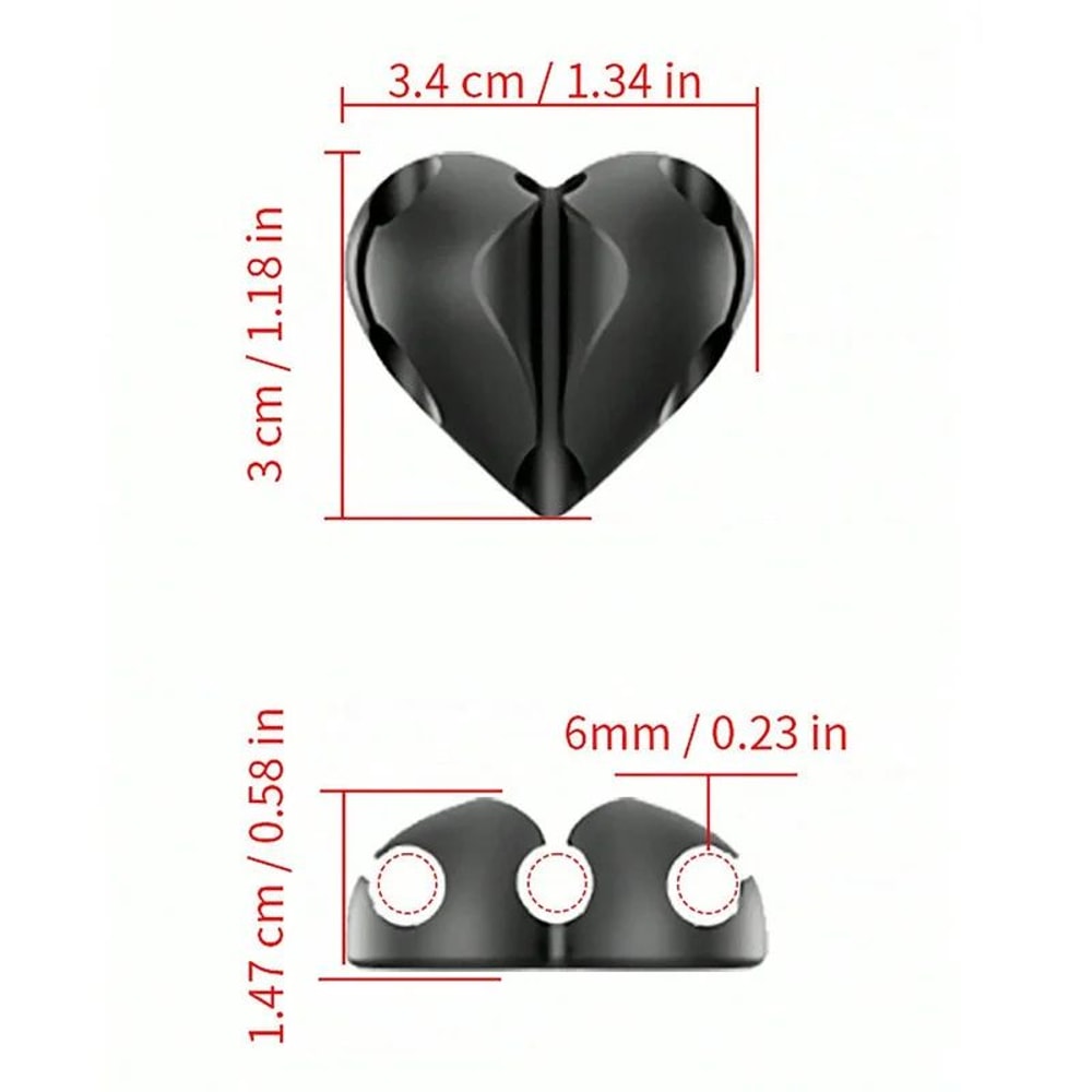 HeartShaped Cable Organizer Clips Mini USB Cord Winder Desk Tidy Holder For Home Office Car 5