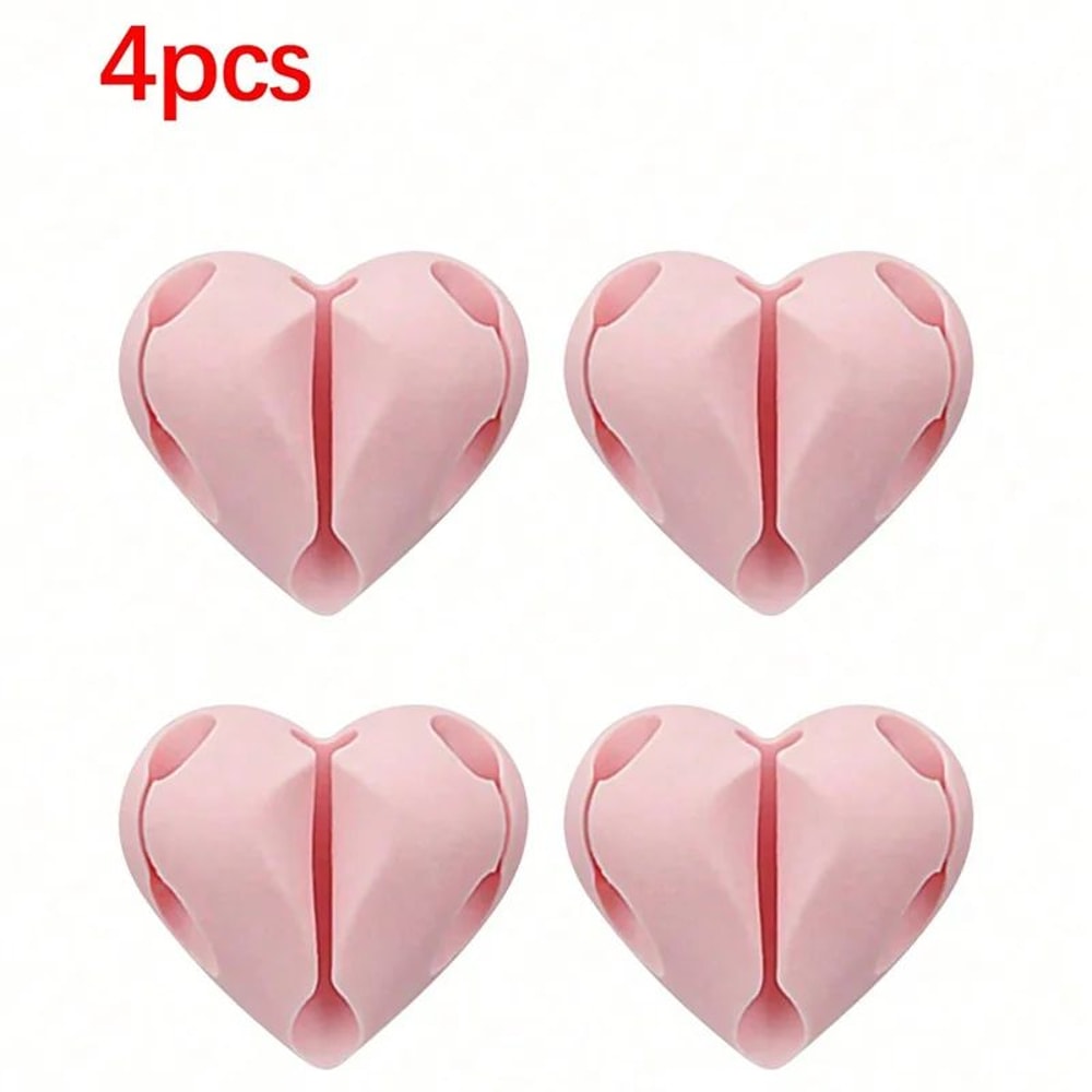 HeartShaped Cable Organizer Clips Mini USB Cord Winder Desk Tidy Holder For Home Office Car 9