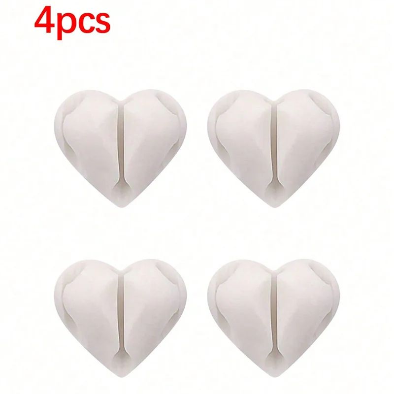 HeartShaped Cable Organizer Clips Mini USB Cord Winder Desk Tidy Holder For Home Office Car 11