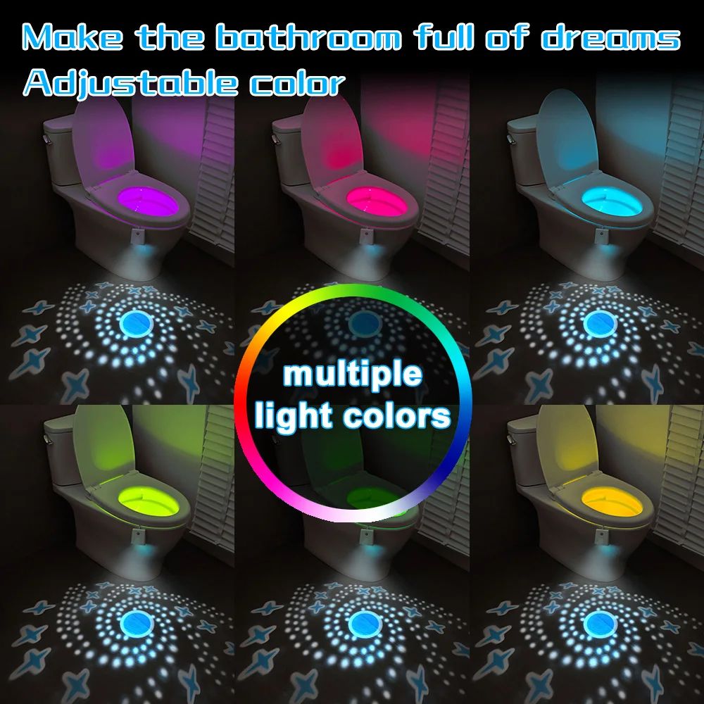 Rechargeable Motion Sensor Toilet Night Light Waterproof RGB LED Bathroom Bowl Light With Auto Ind 0