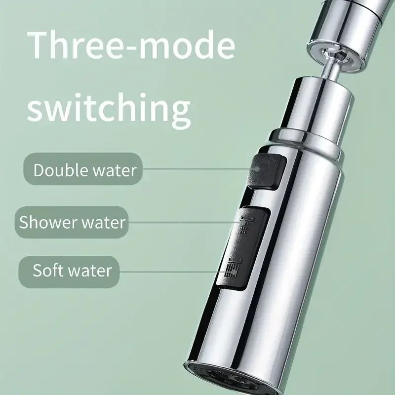 3Mode AntiSplash Faucet Extender With Filter Universal Metal Water Saving Tap Sprayer Head 2