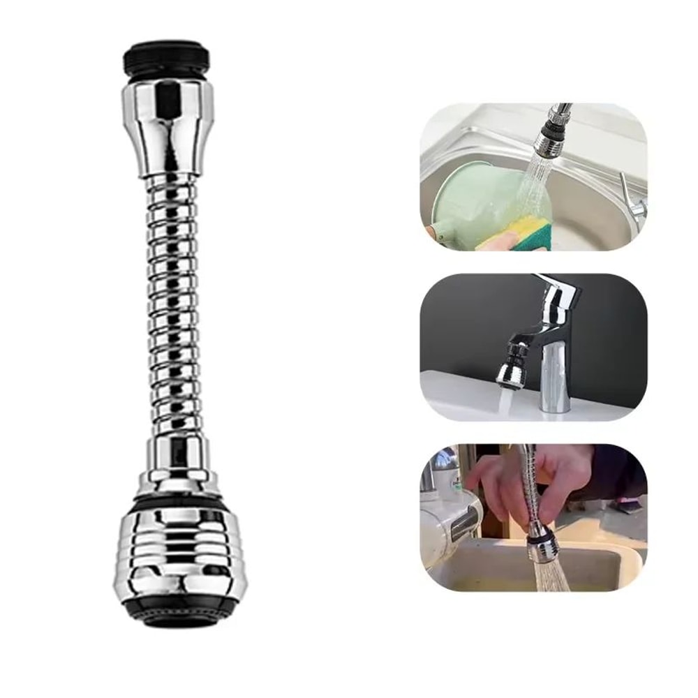Stainless Steel Rotating Faucet Sprinkler Extender SplashProof Water Saving Kitchen Tap Bubbler 1
