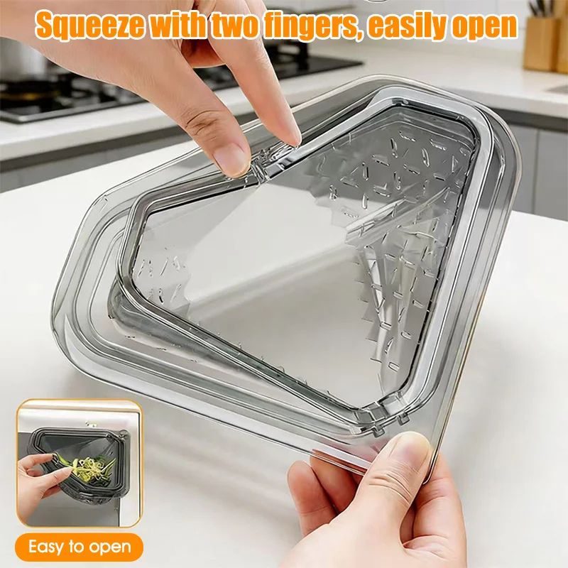 Magnetic Corner Sink Strainer Basket SpaceSaving Triangular Drain Filter With Strong Suction 1