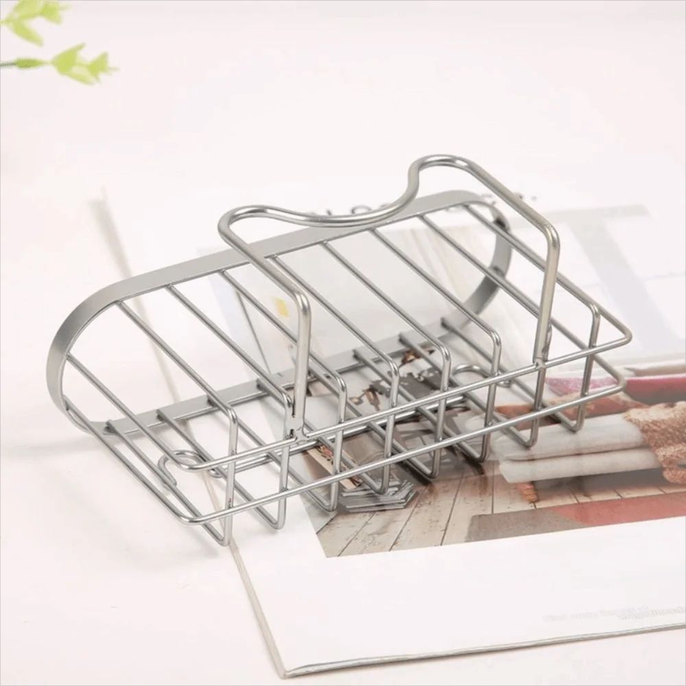 Stainless Steel Sink Sponge Holder Rack Suction Cup Adhesive Kitchen Organizer With Fast Drainage 2