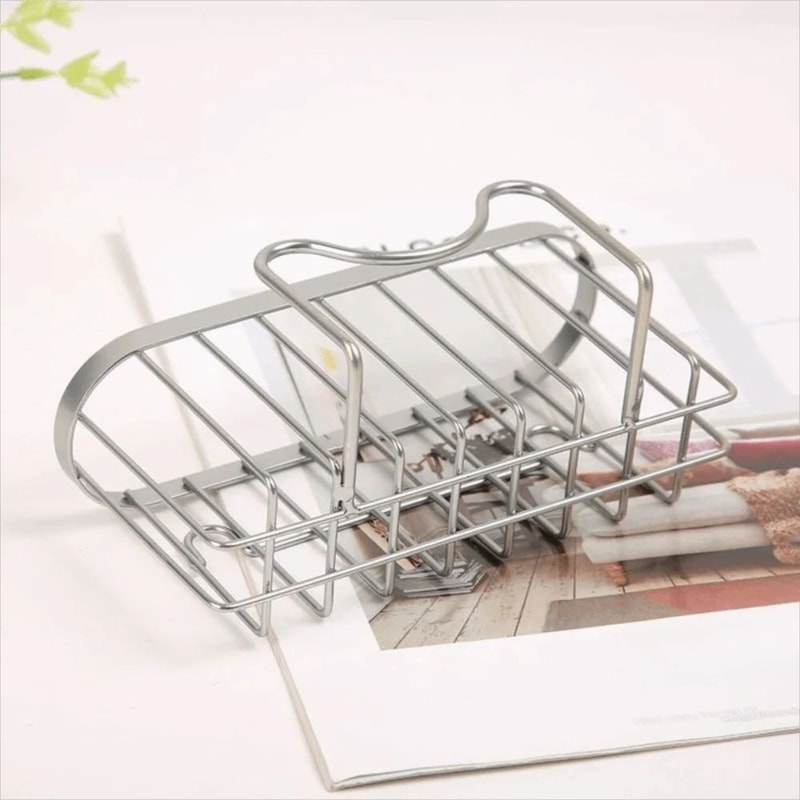 Stainless Steel Sink Sponge Holder Rack Suction Cup Adhesive Kitchen Organizer With Fast Drainage 2
