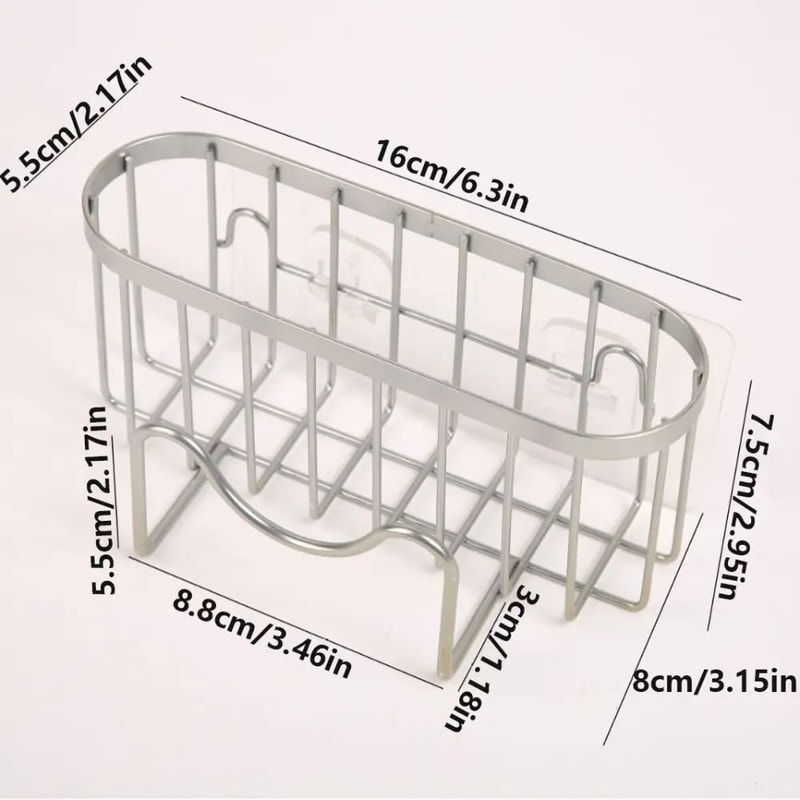 Stainless Steel Sink Sponge Holder Rack Suction Cup Adhesive Kitchen Organizer With Fast Drainage 5