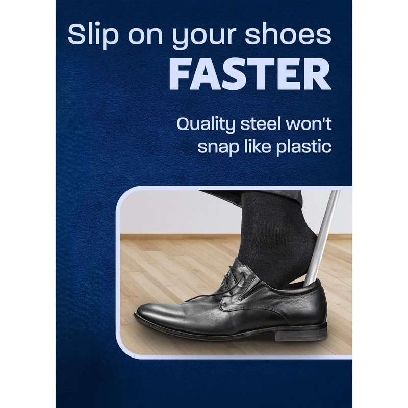 165in Long Handle Metal Shoe Horn Durable Easy SlipOn Shoe Helper For Men Women 3