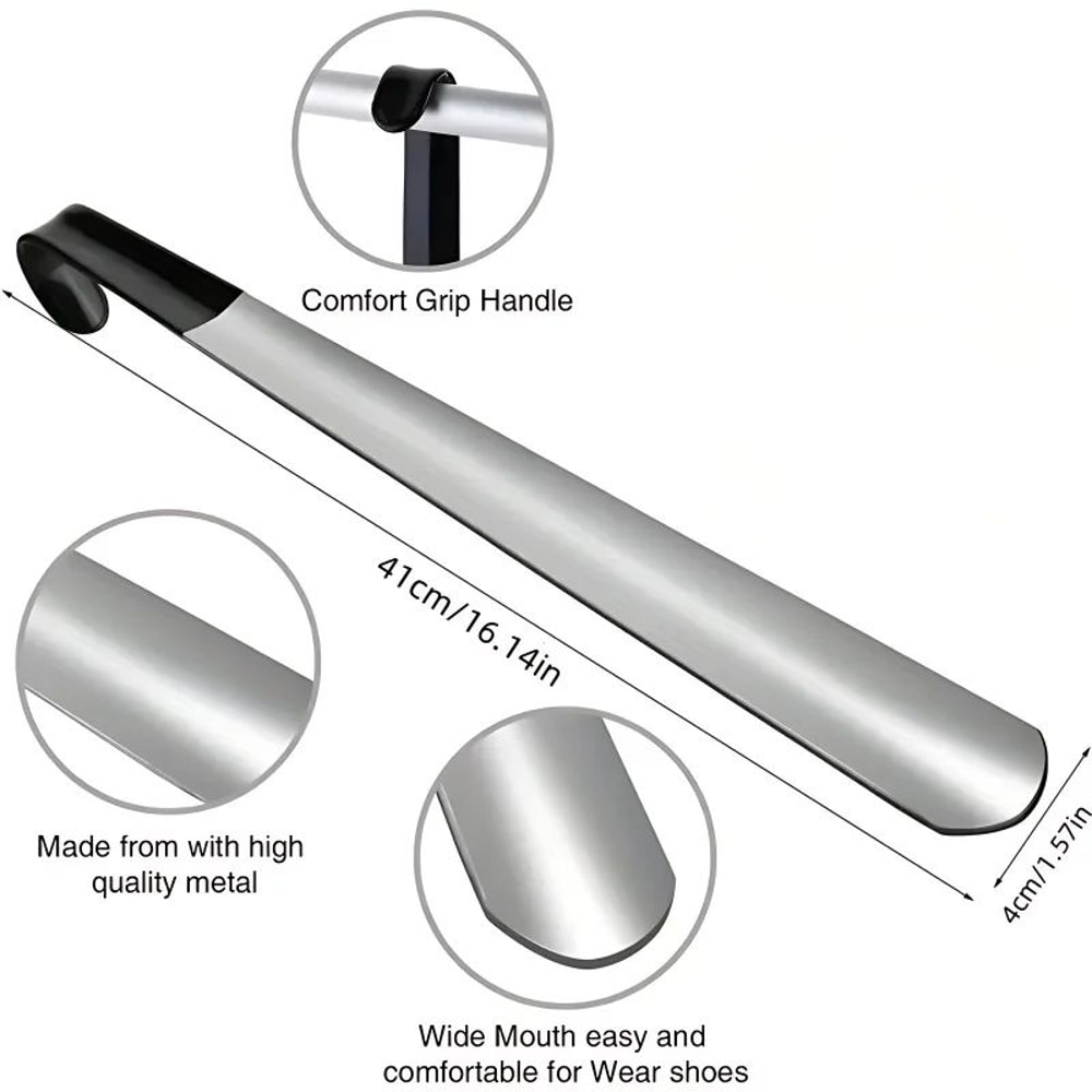 165in Long Handle Metal Shoe Horn Durable Easy SlipOn Shoe Helper For Men Women 4