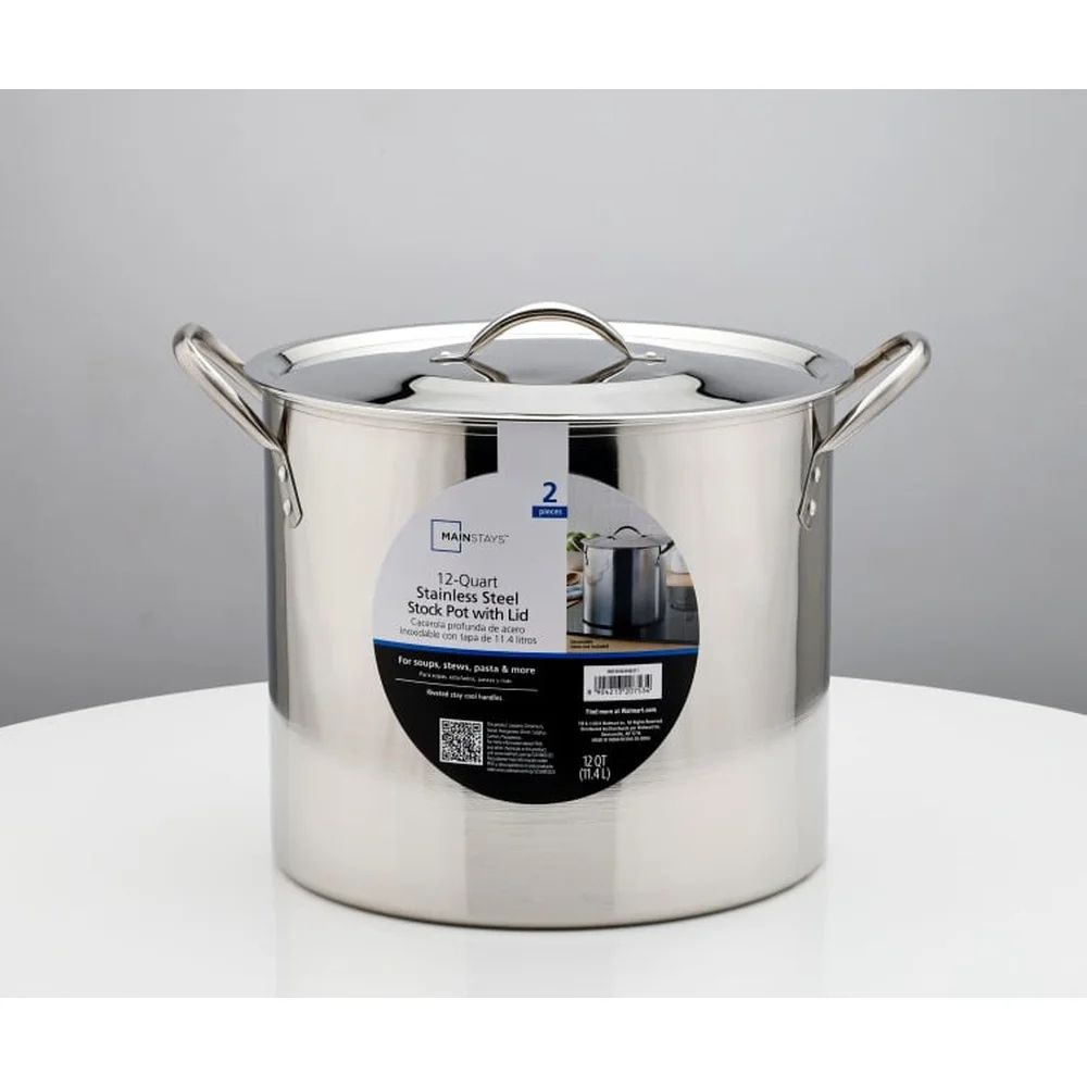 12Quart Stainless Steel Stock Pot With Lid Heavy Duty Cooking Pot With StayCool Handles 3