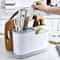 Large Capacity Kitchen Utensil Holder With Drain Tray MultiCompartment Cutlery Cutting Board Orga 2