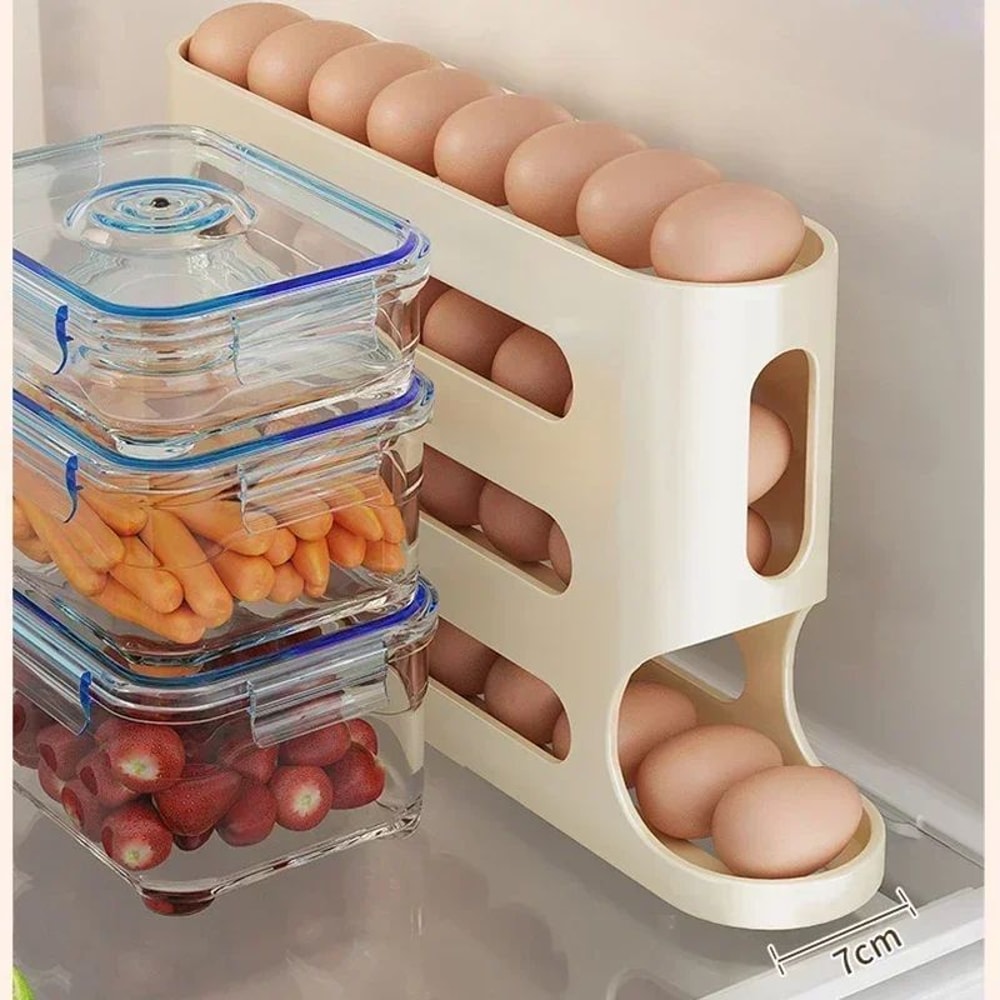 24 Layer Rolling Egg Storage Rack Gravity Feed Refrigerator Egg Organizer Box 5