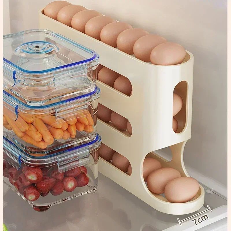 24 Layer Rolling Egg Storage Rack Gravity Feed Refrigerator Egg Organizer Box 5