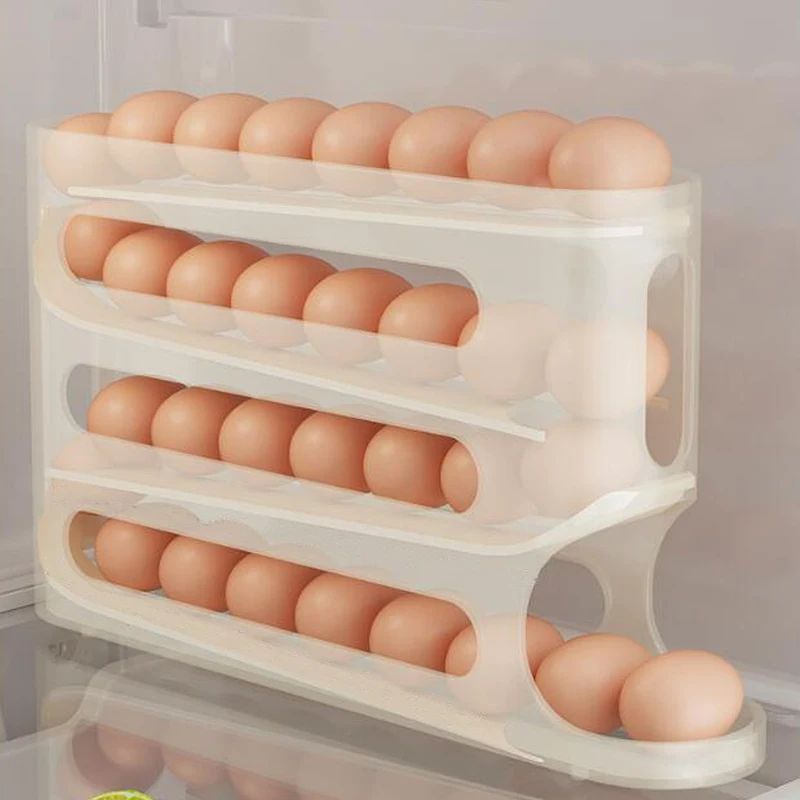 24 Layer Rolling Egg Storage Rack Gravity Feed Refrigerator Egg Organizer Box 6
