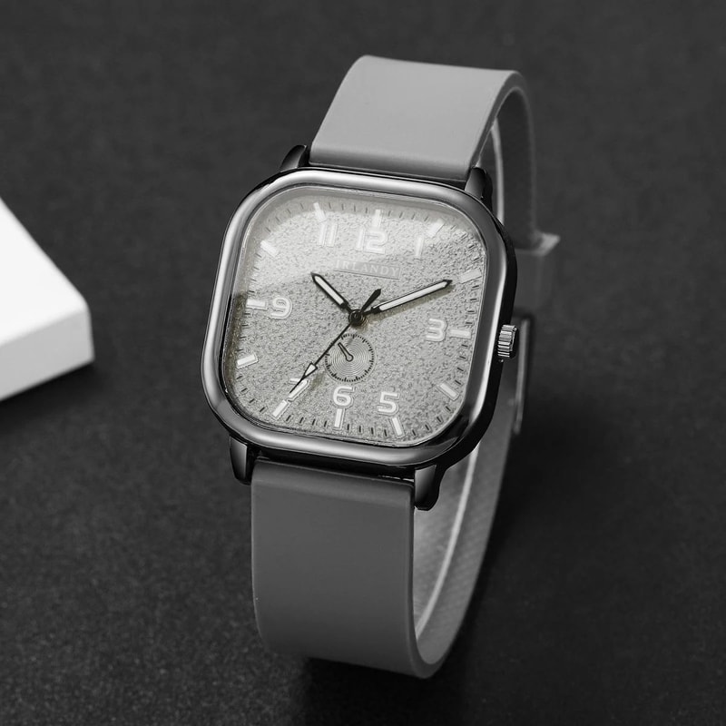 Square Dial Quartz Watch With Silicone Strap Fashion Casual Wristwatch For Women Students 2