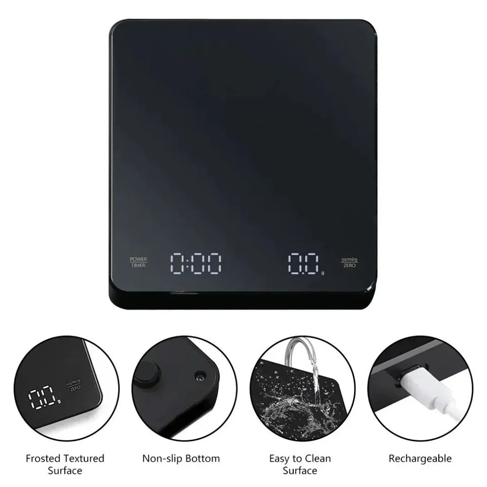 Digital Coffee Scale With Timer 66 Lb High Precision Kitchen Scale With LED Display USB Charging 4