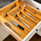 Expandable Bamboo Cutlery Drawer Organizer Adjustable Wooden Kitchen Utensil Tray Divider 0