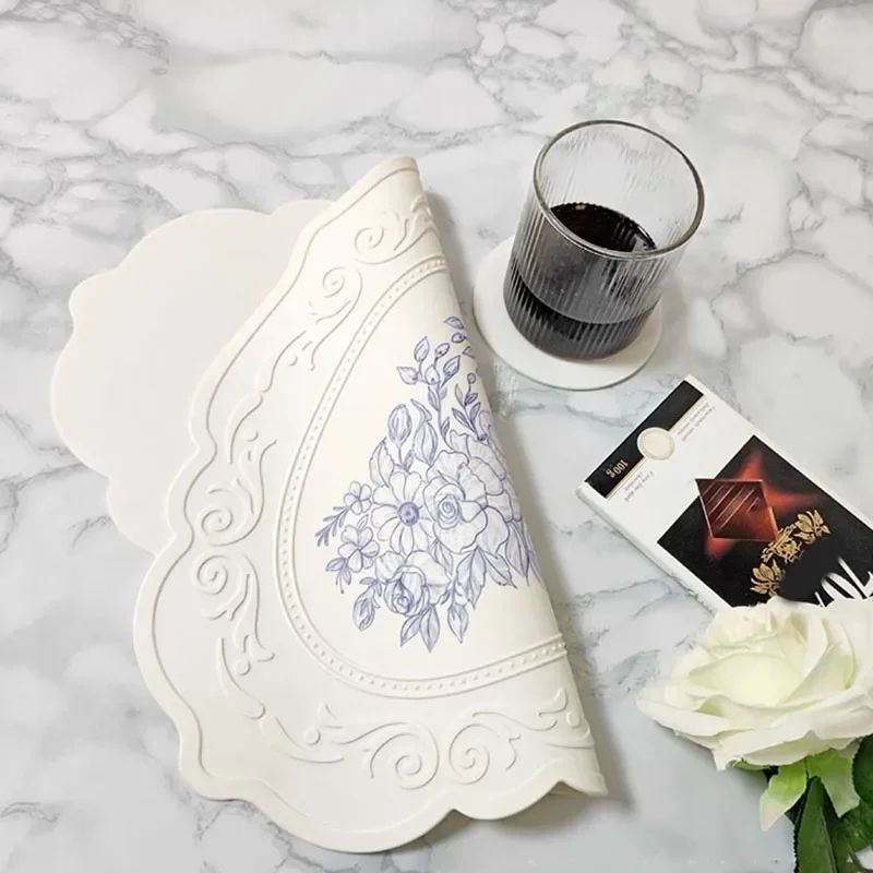Retro Floral Silicone Placemat Waterproof HeatResistant Dining Table Mat For Kitchen Coffee Table 2