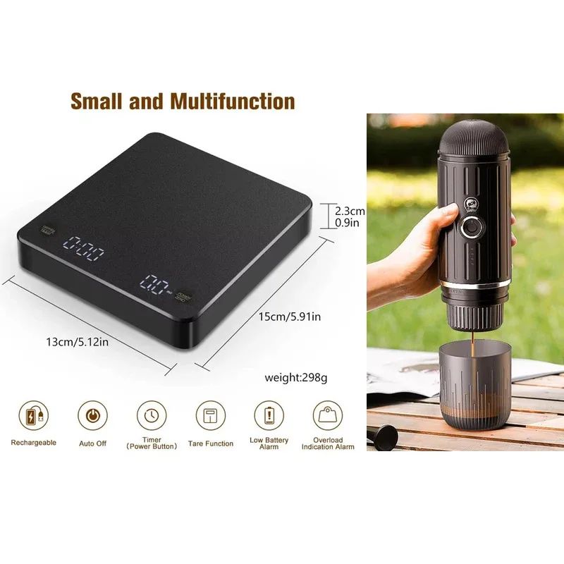 Precision Brew Coffee Scale With Timer 01g Accuracy USB Rechargeable 661 Lb Capacity 1