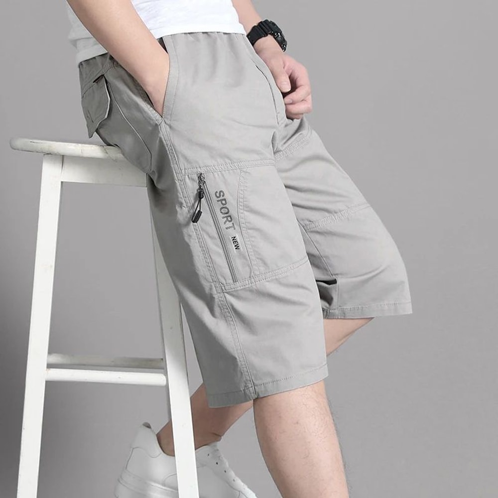 FlexCore Tactical Cargo Shorts Mens Zipper Pocket Elastic Waist Summer Climbing Jogger Shorts 2