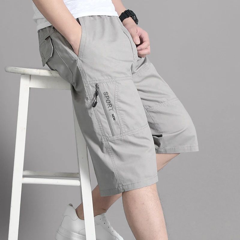 FlexCore Tactical Cargo Shorts Mens Zipper Pocket Elastic Waist Summer Climbing Jogger Shorts 2