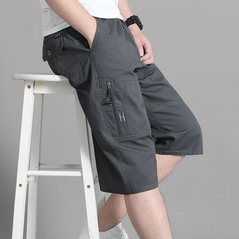 FlexCore Tactical Cargo Shorts Mens Zipper Pocket Elastic Waist Summer Climbing Jogger Shorts 3