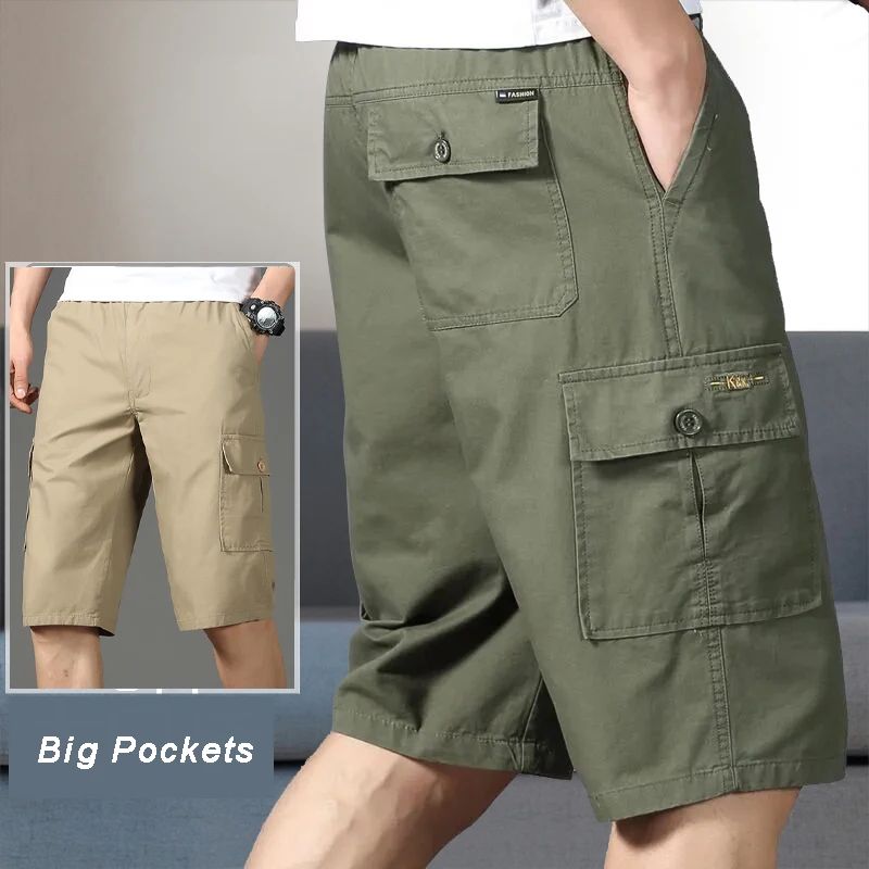 FlexCore Tactical Cargo Shorts Mens Zipper Pocket Elastic Waist Summer Climbing Jogger Shorts 5