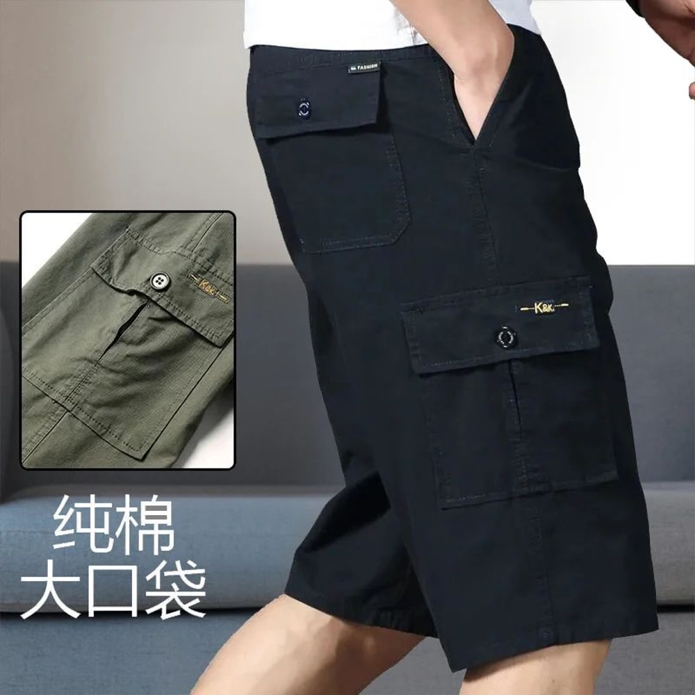 FlexCore Tactical Cargo Shorts Mens Zipper Pocket Elastic Waist Summer Climbing Jogger Shorts 7