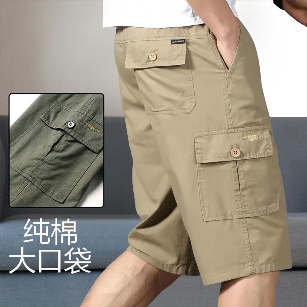 FlexCore Tactical Cargo Shorts Mens Zipper Pocket Elastic Waist Summer Climbing Jogger Shorts 8