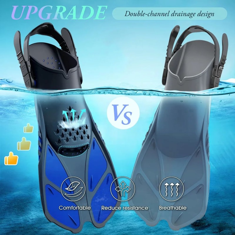 Adjustable Snorkel Fins Adult Short Silicone Open Heel Swim Flippers For Scuba Diving Travel 3