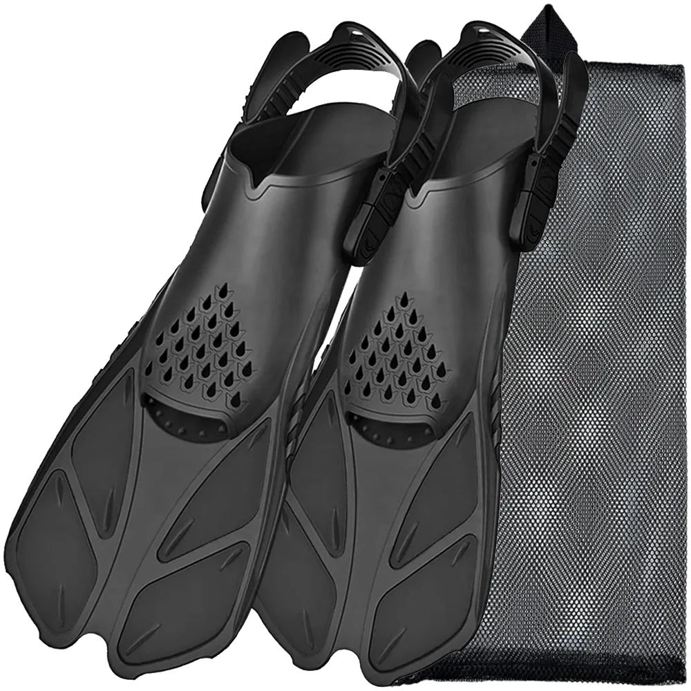 Adjustable Snorkel Fins Adult Short Silicone Open Heel Swim Flippers For Scuba Diving Travel 6