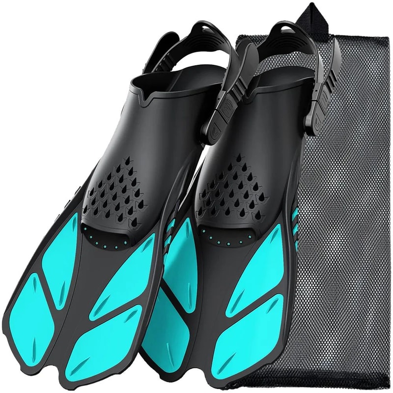 Adjustable Snorkel Fins Adult Short Silicone Open Heel Swim Flippers For Scuba Diving Travel 9