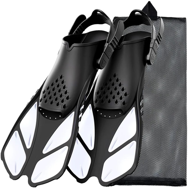 Adjustable Snorkel Fins Adult Short Silicone Open Heel Swim Flippers For Scuba Diving Travel 11